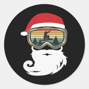 Snowboard Christmas As Santa Claus Snowboarder Classic Round Sticker