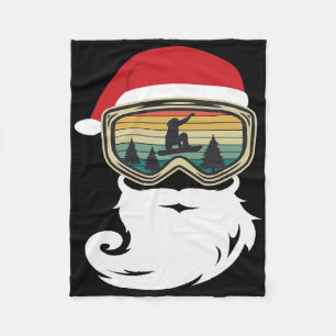Snowboard Christmas As Santa Claus Snowboarder Fleece Blanket