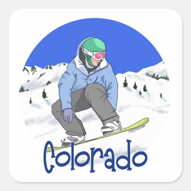Snowboard Colorado Square Sticker (Front)