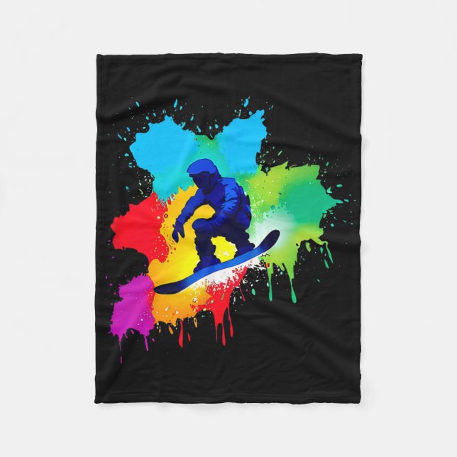 Snowboard Colour Explosion  Fleece Blanket (Front)