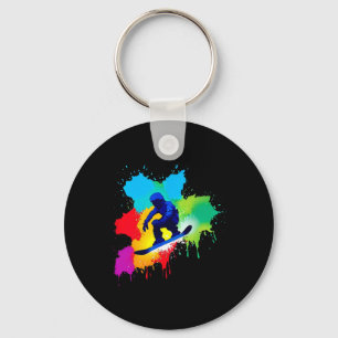 Snowboard Colour Explosion Key Ring