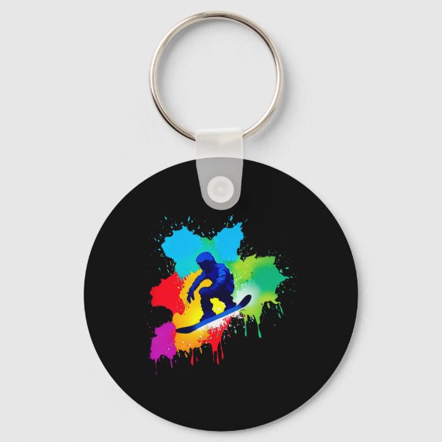 Snowboard Colour Explosion  Key Ring (Front)