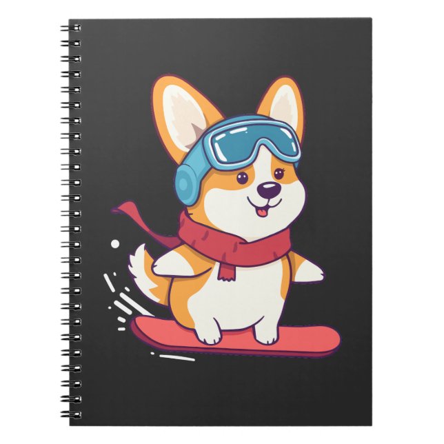 Snowboard Corgi Perfect for Dog Lovers Notebook (Front)