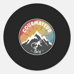 Snowboard Courmayeur Italy Classic Round Sticker