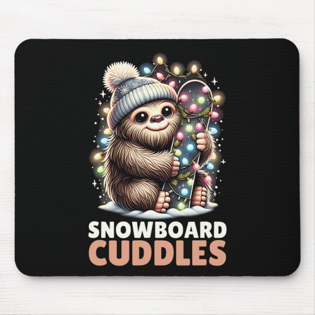 Snowboard Cuddles Christmas Lit Bigfoot Snowboardi Mouse Mat (Front)
