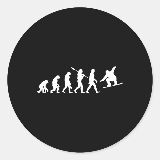 Snowboard Evolution  Classic Round Sticker (Front)