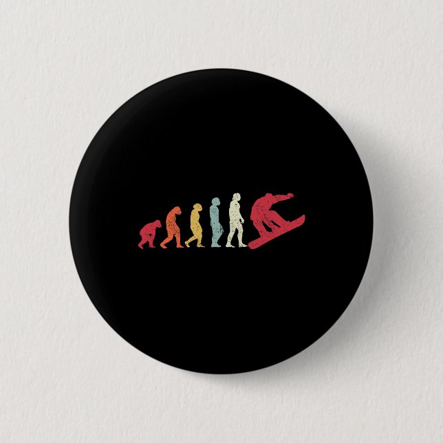 Snowboard Evolution Of Man Boarder Monkey Ape To S 6 Cm Round Badge (Front)