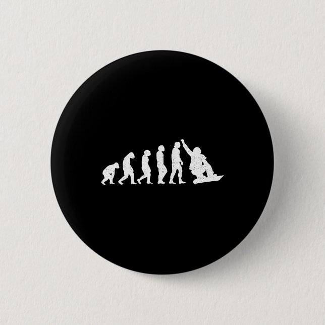 Snowboard Evolution Of Man Boarder Monkey Ape To S 6 Cm Round Badge (Front)