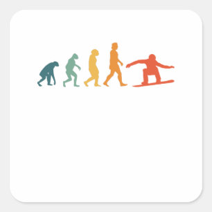 Snowboard Evolution Retro Snowboarder Winter Square Sticker
