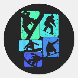 Snowboard For Snowboarder Retro Mens Snowboarding  Classic Round Sticker