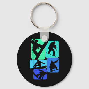 Snowboard For Snowboarder Retro Mens Snowboarding Key Ring
