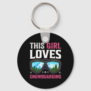 Snowboard Girl Snowboarding Winter Mountains Snow Key Ring