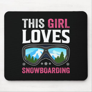 Snowboard Girl Snowboarding Winter Mountains Snow Mouse Mat