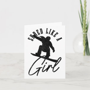 Snowboard Girl Winter Vintage Snowboarding Snowboa Card