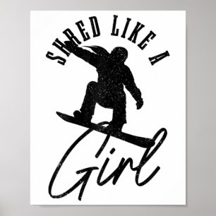 Snowboard Girl Winter Vintage Snowboarding Snowboa Poster