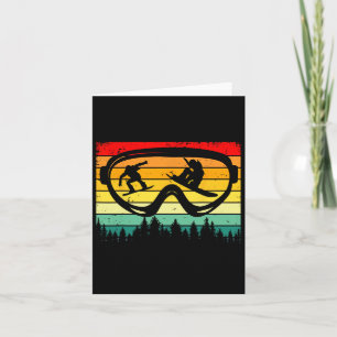 Snowboard Goggles Mountain Snowboarding Retro Vaca Card