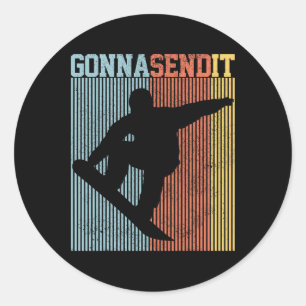Snowboard Gonna Send It Vintage Retro Freestyle Sn Classic Round Sticker