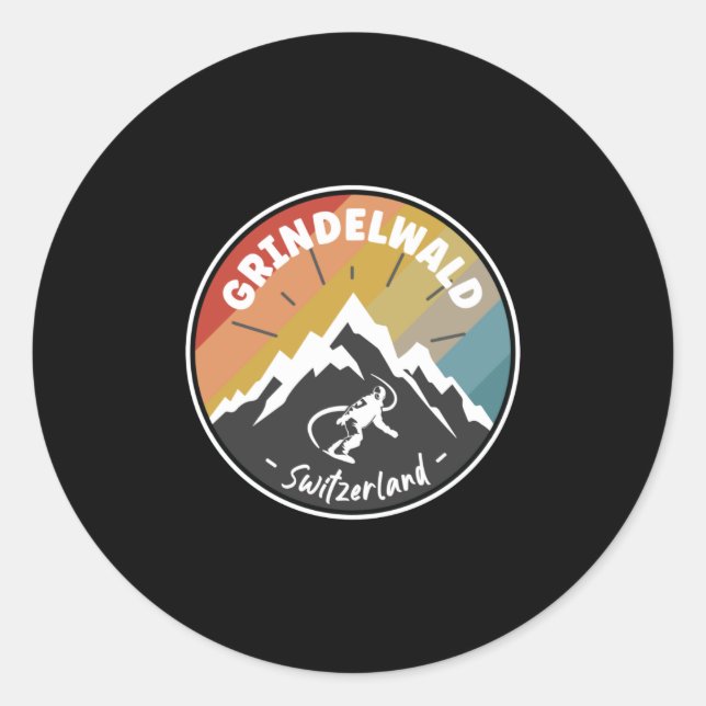 Snowboard Grindelwald Switzerland Classic Round Sticker (Front)