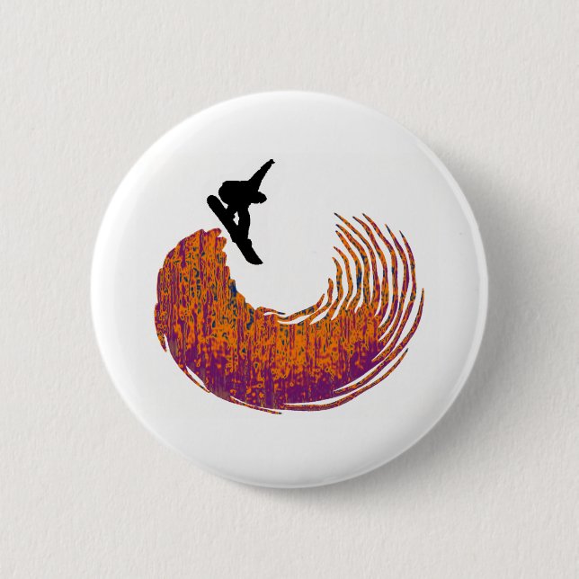 snowboard half pipe 6 cm round badge (Front)
