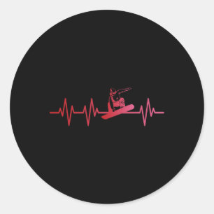 Snowboard Heartbeat 80s 90s Retro Winter Snowboard Classic Round Sticker