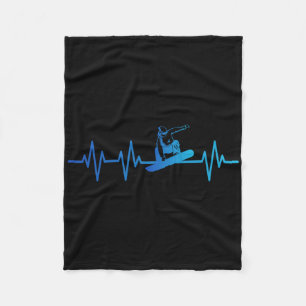 Snowboard Heartbeat 80s 90s Retro Winter Snowboard Fleece Blanket