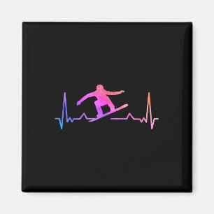 Snowboard Heartbeat 80s 90s Retro Winter Snowboard Magnet