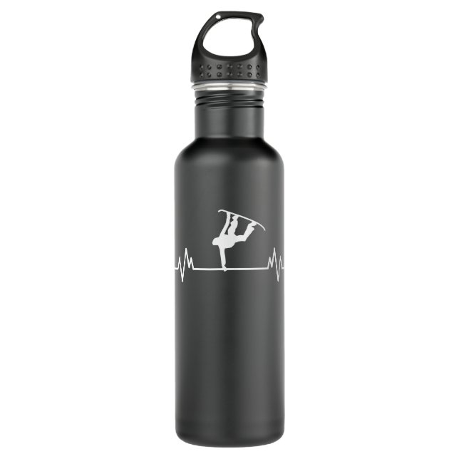 Snowboard Heartbeat Funny Sport Snowboarding Gift 710 Ml Water Bottle (Front)