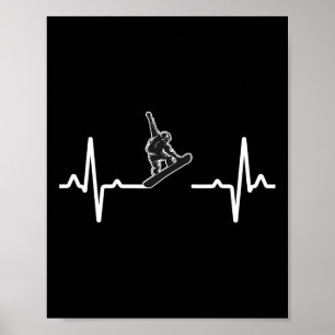 Snowboard Heartbeat Snowboarder Freestyle Snow Mou Poster