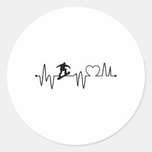Snowboard Heartbeat Snowboarder Frequency Pulse Sp Classic Round Sticker