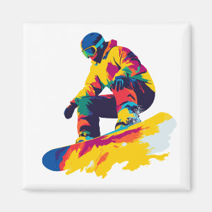Snowboard Illustration Watercolour Art Painting Magnet