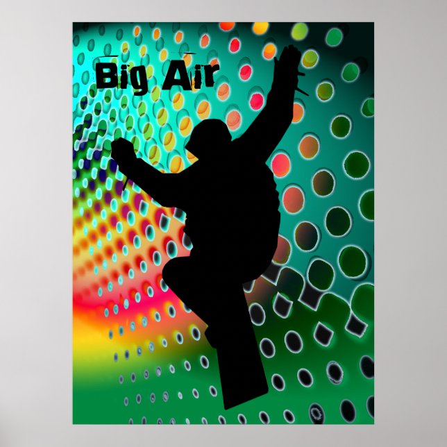 Snowboard in Cosmic Snowstorm Poster (Front)