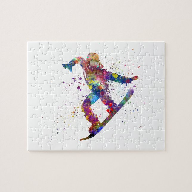 Snowboard in watercolor jigsaw puzzle (Horizontal)