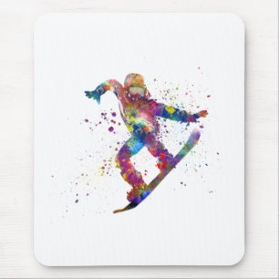 Snowboard in watercolor mouse mat