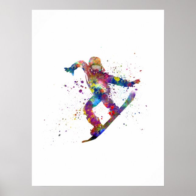 Snowboard in watercolor poster (Front)