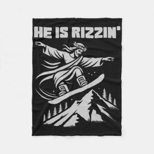 Snowboard Jesus Christ Snowboarding Rizzin' Snow C Fleece Blanket