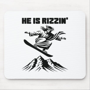 Snowboard Jesus Christ Snowboarding Rizzin' Snow C Mouse Mat