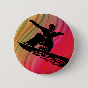 Snowboard Jump 6 Cm Round Badge