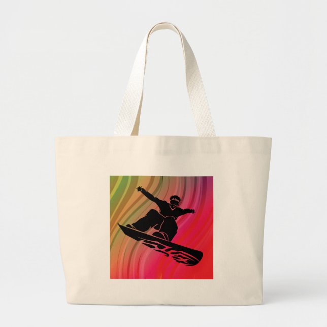 Snowboard Jump Large Tote Bag (Front)