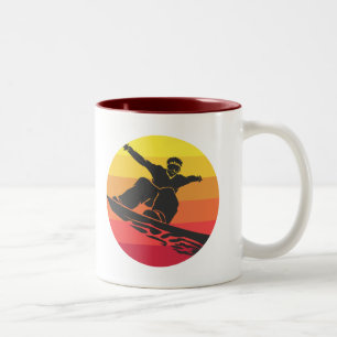 Snowboard Jump Retro Two-Tone Coffee Mug