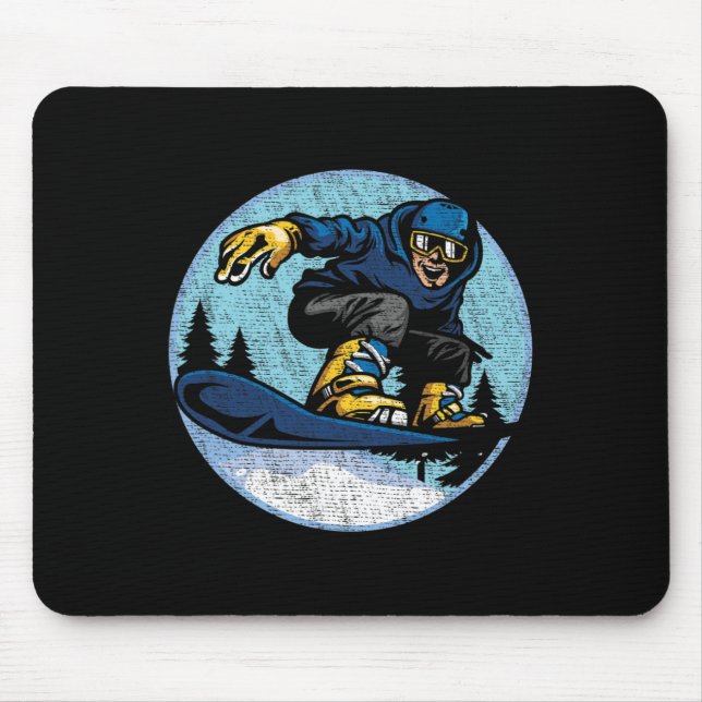 Snowboard Jump Snow Mountain Winter Sport Snowboar Mouse Mat (Front)