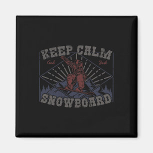 Snowboard Keep Calm Vintage Retro Snowbaording Win Magnet