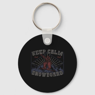 Snowboard Keep Calm Vintage Retro Snowording Winte Key Ring