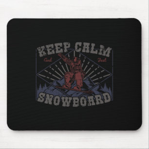 Snowboard Keep Calm Vintage Retro Snowording Winte Mouse Mat