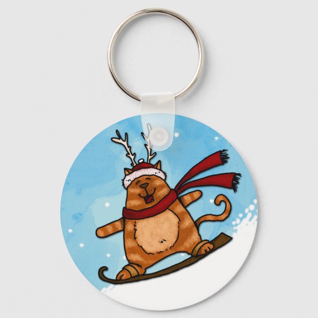 snowboard kitty key ring (Front)