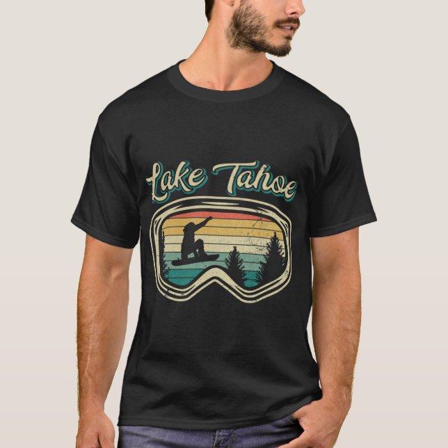 Snowboard Lakeahoe California Distressed Goggles B T-Shirt (Front)