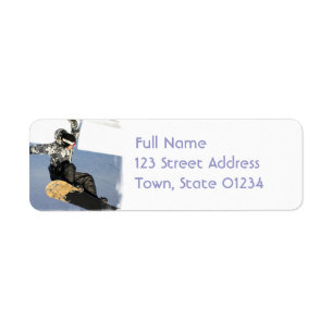 Snowboard Launch Return Address Mailing Label