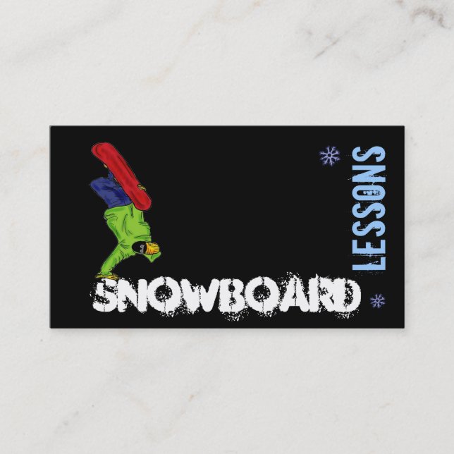 Snowboard Lesson customisable business cards (Front)