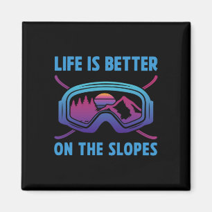 Snowboard Life Is Better On The Slopes Retro Snowb Magnet