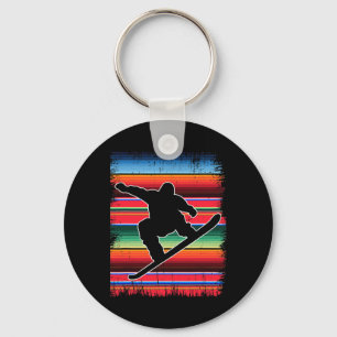 Snowboard Mexican Serape Print Cinco De Mayo Snowb Key Ring