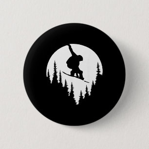 Snowboard Moon Silhouette Skiing Winter Sports 6 Cm Round Badge